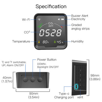 Intelligenter CO2-Detektor 3 Wifi in 1 mit Oled-Anzeige