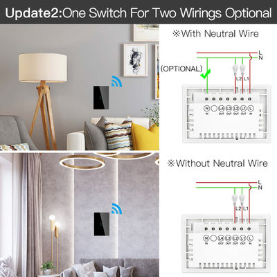 Wand-Schalter Zigbee Smart Wifi keine neutrale Noten-Glasschirm-Platte