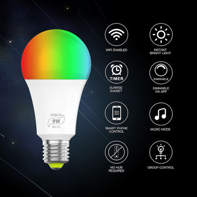 Speicherfunktions-sprachaktivierte geführte Lichter E26 Smart Wifi LED Fernsteuerungs-RGB Birnen-5w 10w 15w
